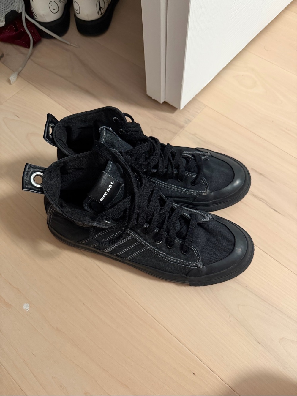 Diesel Black High-Top Canvas & Rubber Sneakers